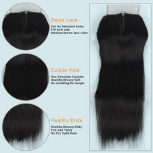 Load image into Gallery viewer, NY Virgin Remy Hair NY Virgin Hair 9a Straight Hair 4x4 Lace Closure 100% Unprocessed Virgin Human Hair
