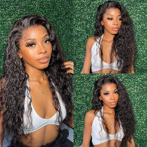 Water Wave Human Hair Wig 13x4 Lace Frontal Wig Peruvian Hair