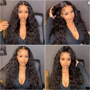 Water Wave Human Hair Wig 13x4 Lace Frontal Wig Peruvian Hair