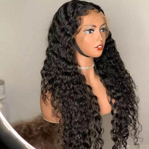 Water Wave Human Hair Wig 13x4 Lace Frontal Wig Peruvian Hair